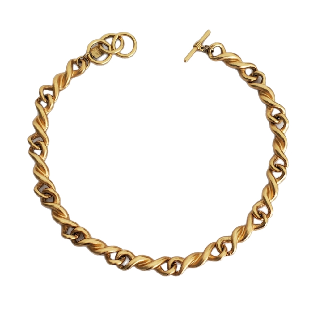 Vintage 90's ANNE KLEIN Matte Gold Tone Twist Collar Necklace